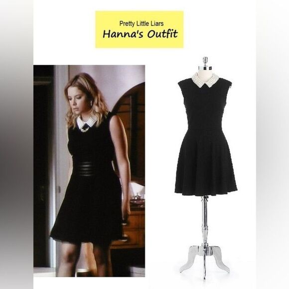 Betsy Johnson Navy Pearl Collared Fit & Flare Dress - Picture 4 of 14